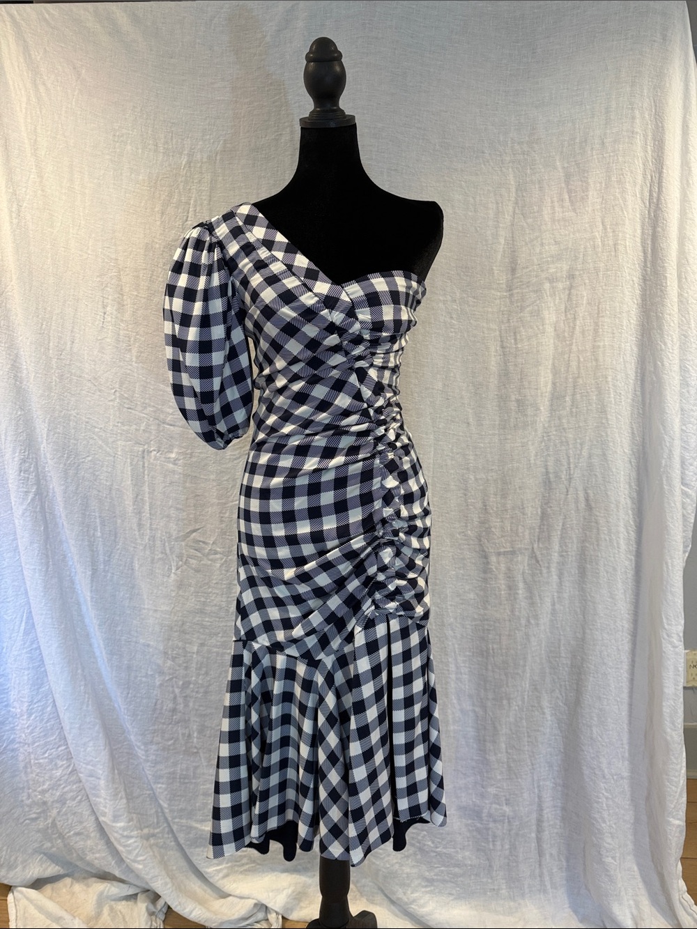 Jonathon Simkhai Lux Twill Asymmetrical 1-Shoulder Ruched Dress size 2